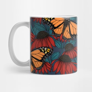 Monarch butterfly on red coneflowers Mug